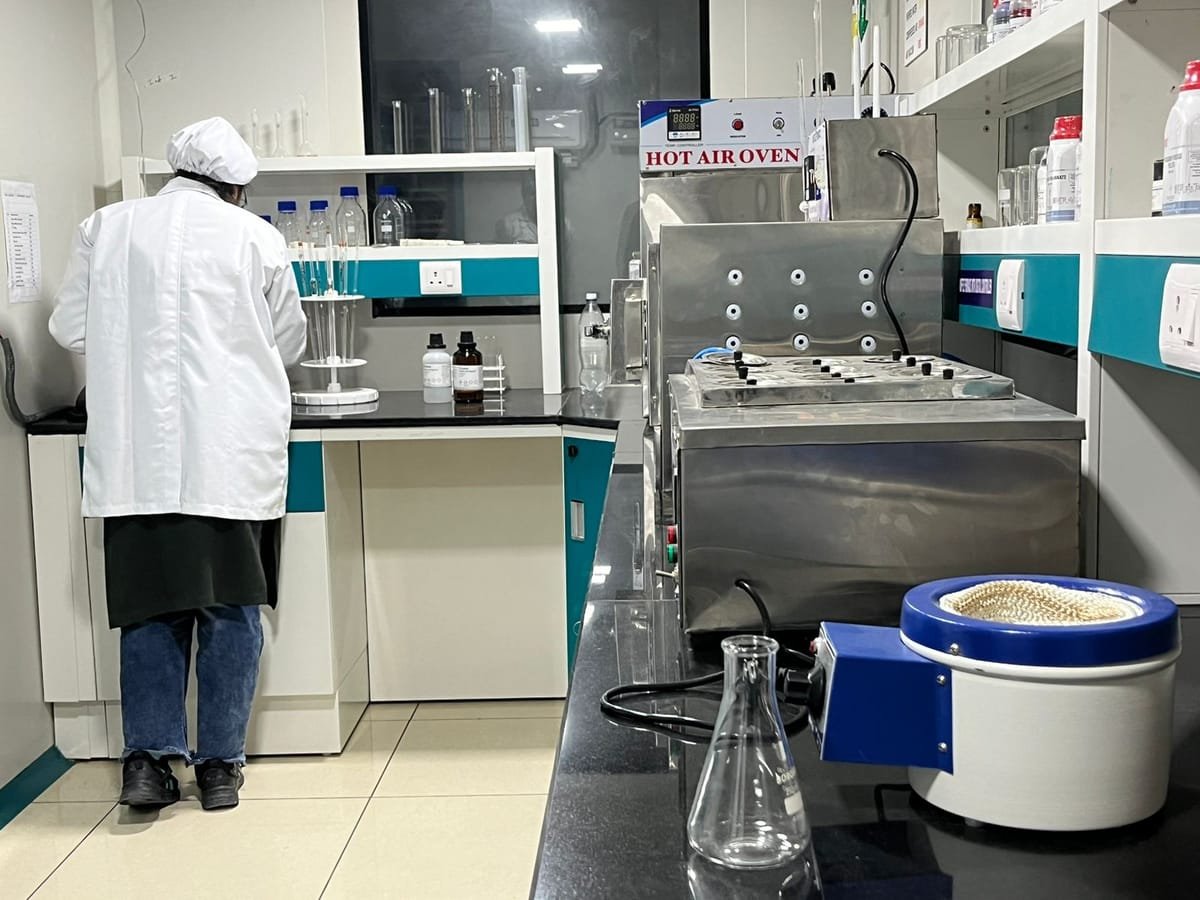 Quality control laboratory at the Stenkem Biolife quality control laboratory, Karnal.