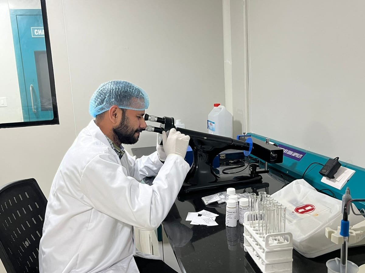 Quality control laboratory at the Stenkem Biolife quality control laboratory, Karnal.